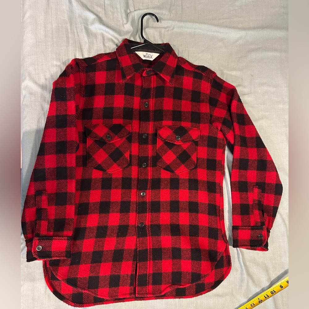 Woolrich Shacket M Mens Vtg Wool Blend Flannel Workwear Distressed Buffalo Check